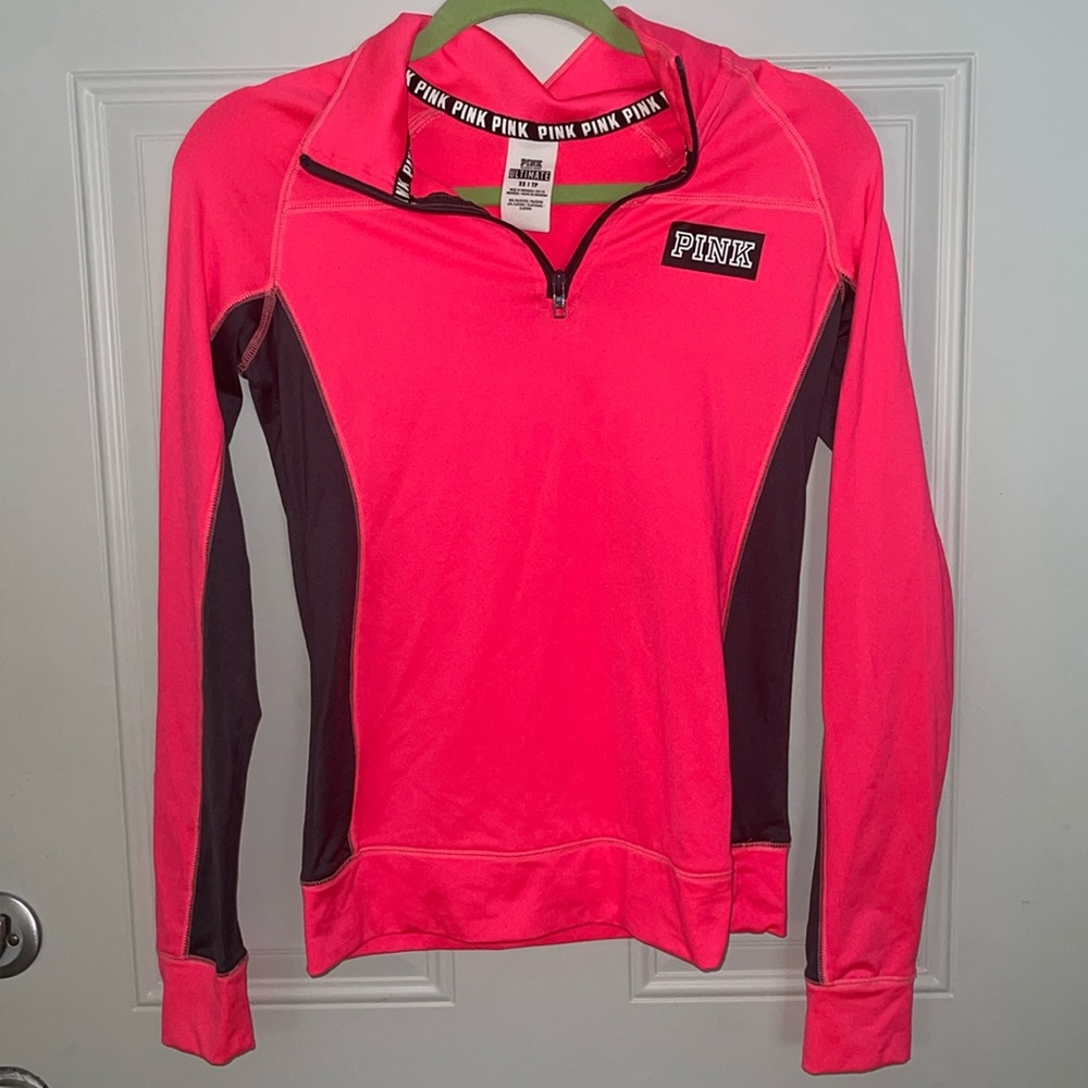 PINK Victoria’s Secret Hot Pink ultimate Sports pullover half zip top XS